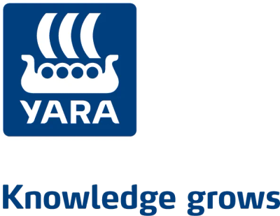 Yara-logo øverst til venstre på svart bakgrunn, med teksten «Knowledge grows» nederst.
